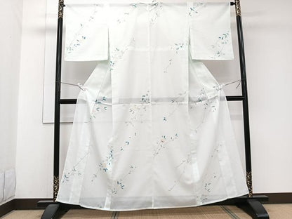 平和屋着物＊夏物　小紋　絽　枝草花文　洗える着物　CABJ9966xi