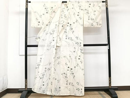 平和屋着物＊夏物　小紋　絽　草花文　洗える着物　CABJ9967xi