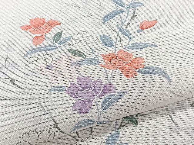 平和屋着物＊夏物　小紋　絽　枝草花文　洗える着物　CABJ9968xi