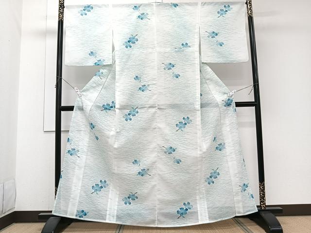 平和屋着物＊夏物　小紋　絽　芝花文　洗える着物　CABJ9969xi