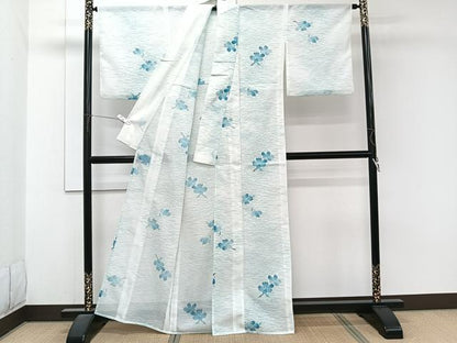 平和屋着物＊夏物　小紋　絽　芝花文　洗える着物　CABJ9969xi