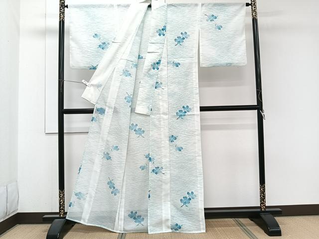 平和屋着物＊夏物　小紋　絽　芝花文　洗える着物　CABJ9969xi