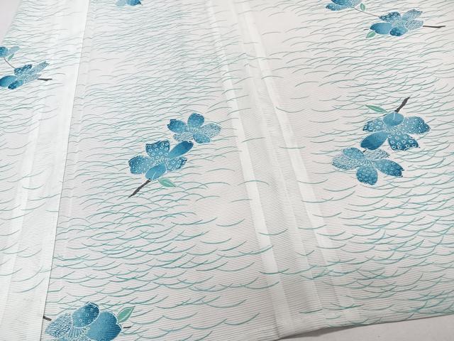 平和屋着物＊夏物　小紋　絽　芝花文　洗える着物　CABJ9969xi