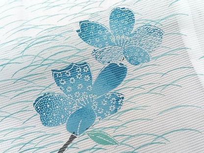 平和屋着物＊夏物　小紋　絽　芝花文　洗える着物　CABJ9969xi