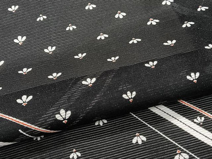平和屋着物＊夏物　小紋　絽　花文様　黒地　洗える着物　CABJ9970xi