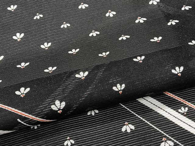 平和屋着物＊夏物　小紋　絽　花文様　黒地　洗える着物　CABJ9970xi