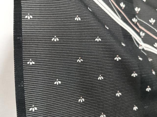 平和屋着物＊夏物　小紋　絽　花文様　黒地　洗える着物　CABJ9970xi