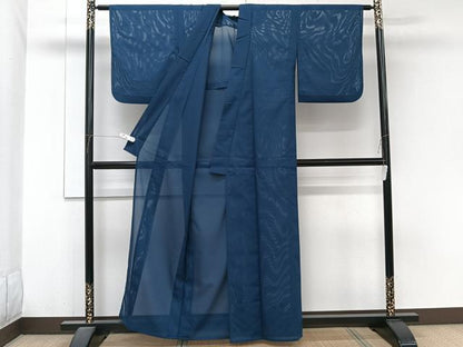 平和屋着物＊夏物　色無地　絽　紺青色　洗える着物　CABJ9972xi