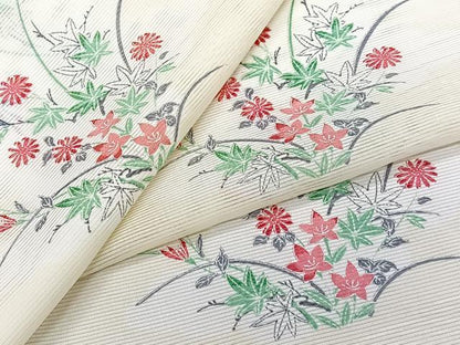 平和屋着物＊夏物　小紋　絽　立波草花文　洗える着物　CABJ9975xi