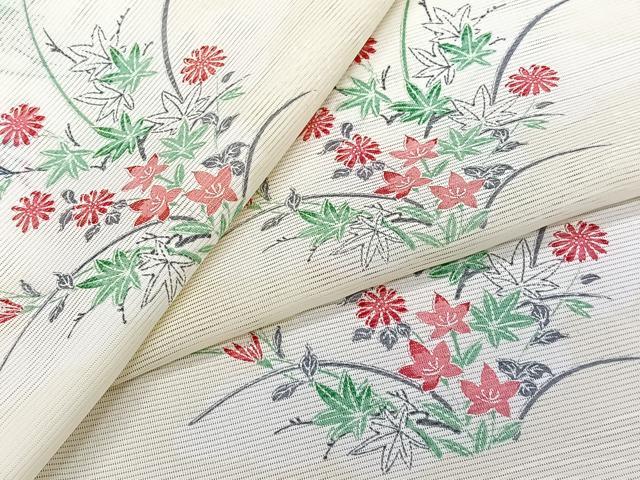 平和屋着物＊夏物　小紋　絽　立波草花文　洗える着物　CABJ9975xi