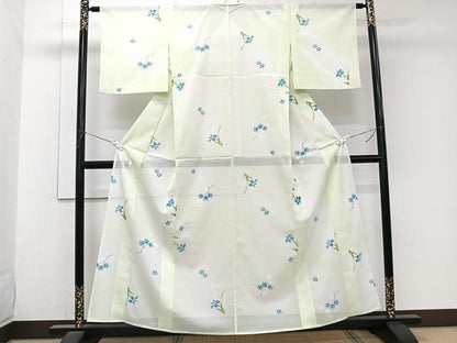 平和屋着物＊夏物　小紋　絽　草花楓文　洗える着物　CABJ9977xi