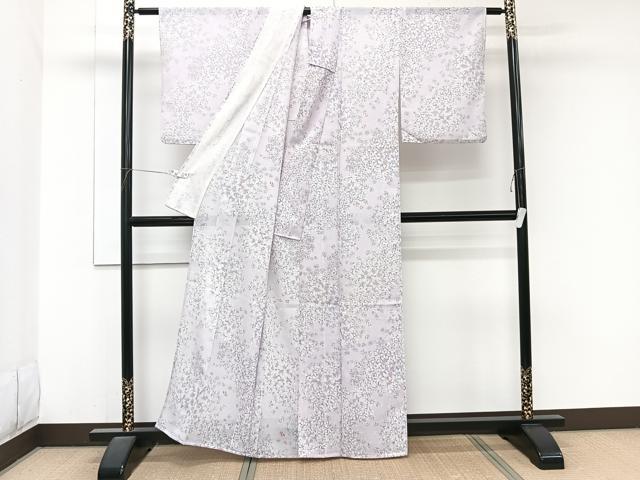 平和屋着物＊夏物　小紋　絽　草花文　洗える着物　CABJ9978xi