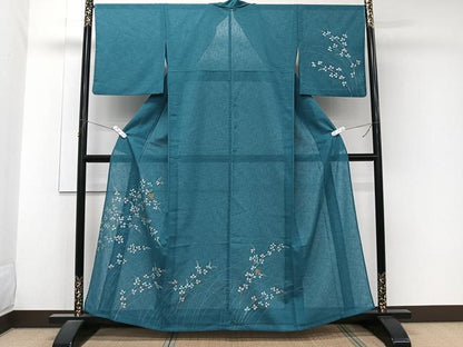 平和屋着物＊夏物　訪問着　紗　花蝶文　金彩　洗える着物　CABJ9980xi