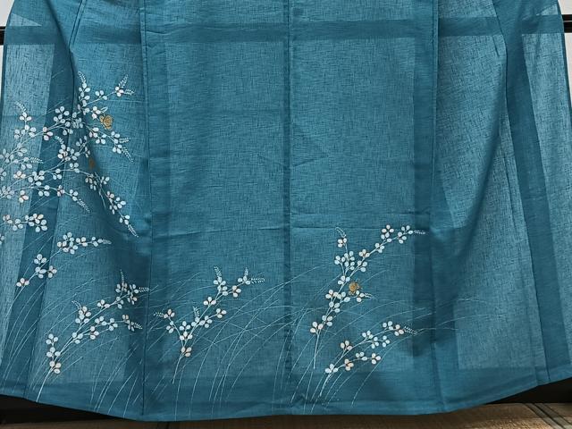 平和屋着物＊夏物　訪問着　紗　花蝶文　金彩　洗える着物　CABJ9980xi