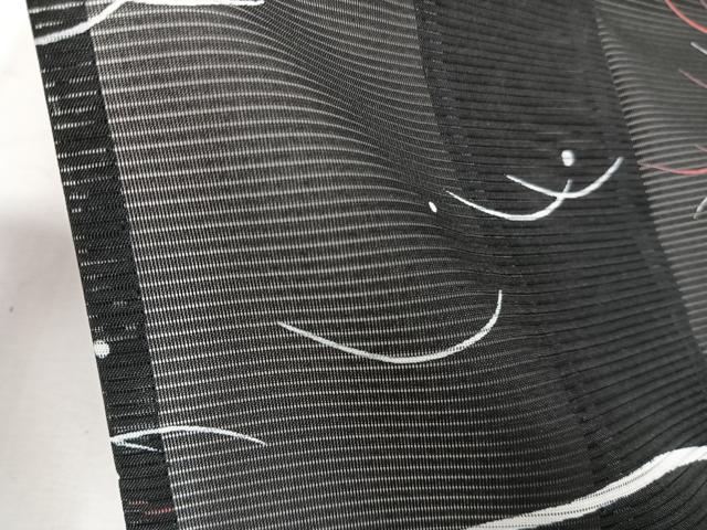 平和屋着物＊夏物　小紋　絽　舞芝文　黒地　洗える着物　CABJ9982xi