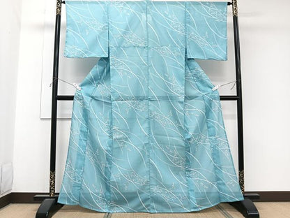 平和屋着物＊夏物　小紋　絽　芝萩文　洗える着物　CABJ9984xi
