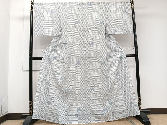 平和屋着物＊夏物　小紋　絽　網目舞蝶文　洗える着物　CABJ9985xi