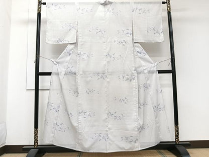 平和屋着物＊夏物　小紋　絽　花唐草文　洗える着物　CABJ9986xi