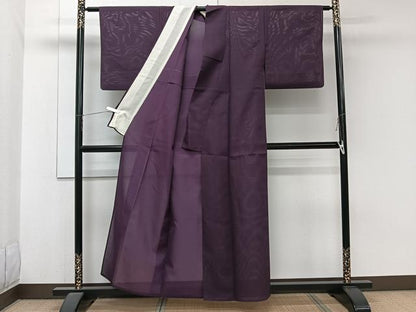 平和屋着物＊夏物　色無地　絽　葡萄色　正絹　逸品　CABJ9988xi
