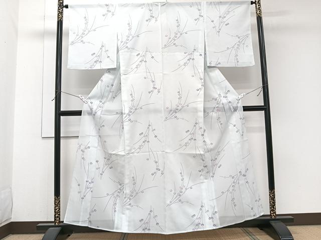 平和屋着物＊夏物　小紋　絽　枝花文　洗える着物　CABJ9989xi