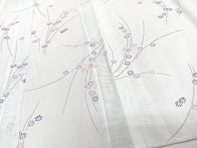 平和屋着物＊夏物　小紋　絽　枝花文　洗える着物　CABJ9989xi