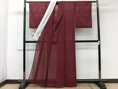 平和屋着物＊夏物　色無地　絽　葡萄茶色　洗える着物　CABJ9990xi