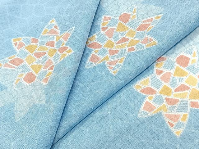 平和屋着物＊夏物　小紋　紗　花文様　洗える着物　CABJ9991xi