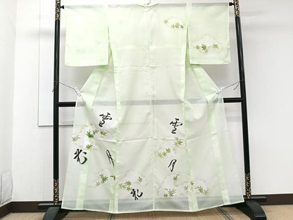 平和屋着物＊夏物　訪問着　絽　手描き　雪月花　銀彩　洗える着物　CABJ9992xi