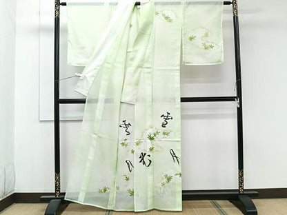 平和屋着物＊夏物　訪問着　絽　手描き　雪月花　銀彩　洗える着物　CABJ9992xi