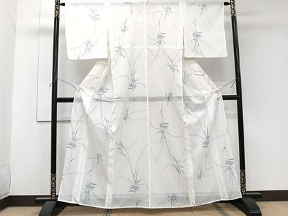 平和屋着物＊夏物　小紋　絽　草花文　洗える着物　CABJ9993xi