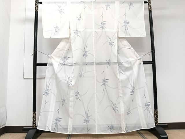 平和屋着物＊夏物　小紋　絽　草花文　洗える着物　CABJ9993xi