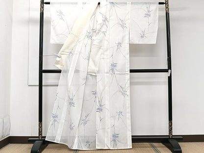 平和屋着物＊夏物　小紋　絽　草花文　洗える着物　CABJ9993xi