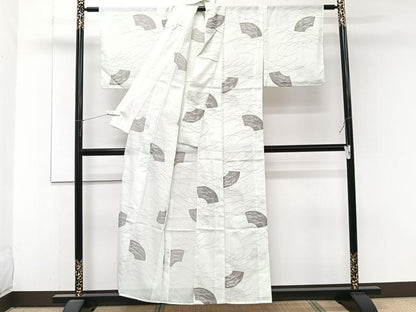 平和屋着物＊夏物　小紋　絽　地紙芝文　洗える着物　CABJ9995xi