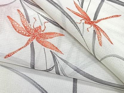 平和屋着物＊夏物　小紋　絽　草トンボ　洗える着物　CABJ9997xi