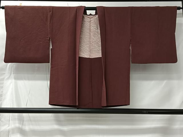 平和屋着物＃羽織　錆色　鬼しぼ縮緬　正絹　逸品　CABK0001ua