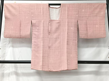 平和屋着物＃道行コート　格子　正絹　逸品　CABK0002ua