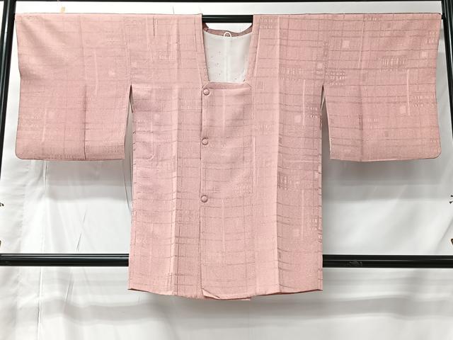 平和屋着物＃道行コート　格子　正絹　逸品　CABK0002ua