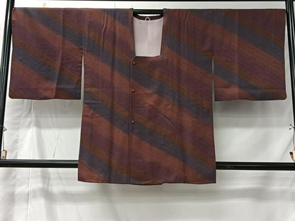 平和屋着物＃道行コート　斜線文　さが美扱い　正絹　逸品　CABK0003ua