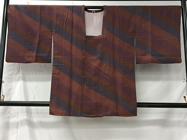 平和屋着物＃道行コート　斜線文　さが美扱い　正絹　逸品　CABK0003ua