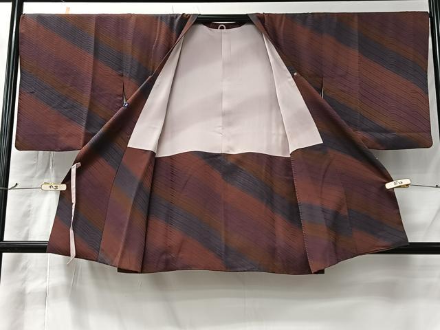 平和屋着物＃道行コート　斜線文　さが美扱い　正絹　逸品　CABK0003ua