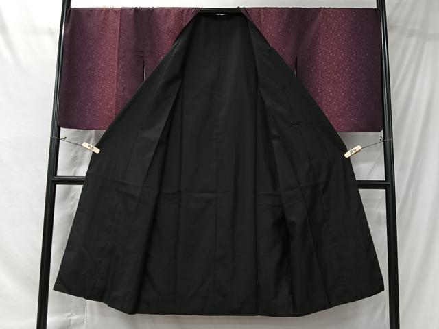 平和屋着物＃道行コート　本場縞大島紬　リバーシブル　はくび織　花唐草文　暈し染め　ロング丈　証紙付き　正絹　逸品　CABK0005ua