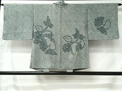 平和屋着物＃羽織　総絞り　草花文　正絹　逸品　CABK0006ua