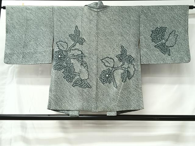 平和屋着物＃羽織　総絞り　草花文　正絹　逸品　CABK0006ua