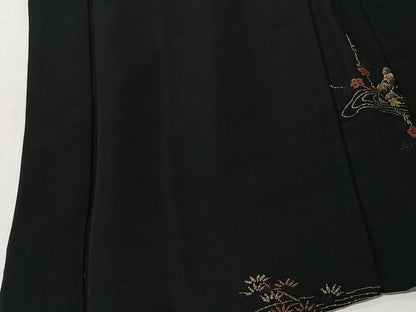 平和屋着物＃羽織　寿光織　風景文　黒地　金糸　正絹　逸品　CABK0008ua