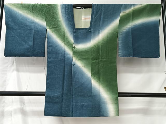 平和屋着物＃道行コート　霞文　暈し染め　ロング丈　正絹　逸品　未使用　CABK0009ua