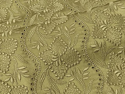平和屋着物＃道行コート　総刺繍　草花文　青朽葉色　正絹　逸品　CABK0015ua