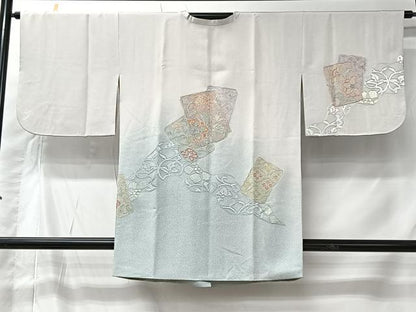平和屋着物＃中国三大刺繍　スワトウ刺繍　総刺繍　道行コート　色紙花唐草文　暈し染め　正絹　逸品　CABK0016ua