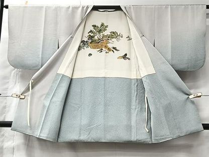 平和屋着物＃中国三大刺繍　スワトウ刺繍　総刺繍　道行コート　色紙花唐草文　暈し染め　正絹　逸品　CABK0016ua