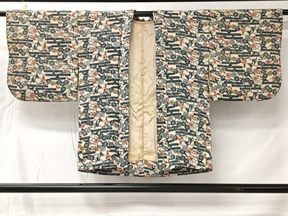 平和屋着物＃城間栄順　本場琉球紅型　羽織　飛鶴花文　正絹　逸品　CABK0019ua