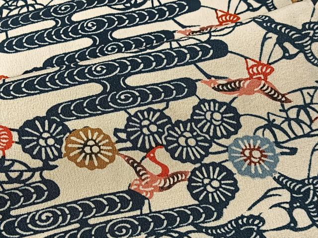 平和屋着物＃城間栄順　本場琉球紅型　羽織　飛鶴花文　正絹　逸品　CABK0019ua
